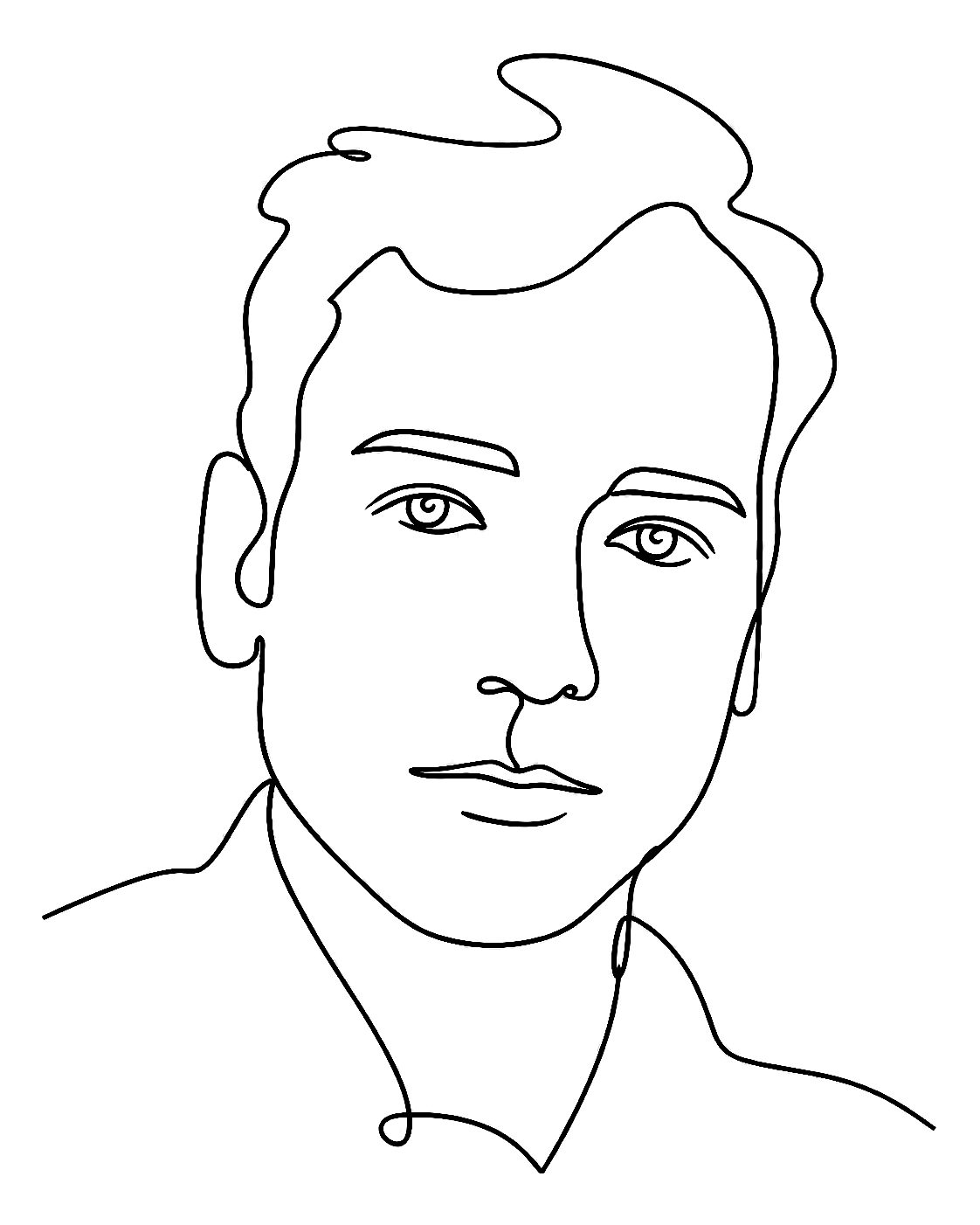 Continuous-line portrait of Matteo Martignoni